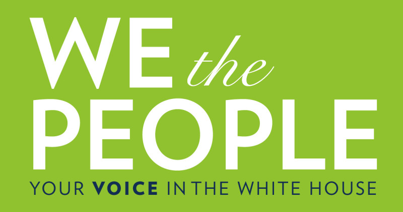 「WE the PEOPLE」是美國白宮設立的政策請願平台，達到一定簽名數量的請願將會被政府官員審閱並獲官方回應。   圖：翻攝自維基百科