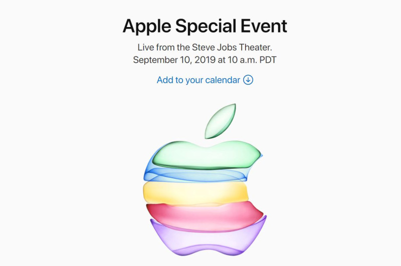 蘋果2019年秋季發表會邀請函今正式出爐，將於美國加州時間9月10日早上10點（台灣時間9月11日凌晨1點）舉行。   圖：翻攝自Apple官網