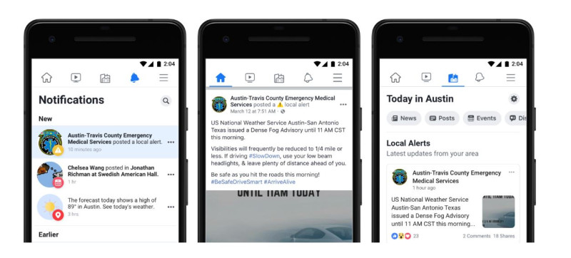 Facebook首先在美國推出地方警報功能「Local Alerts」。