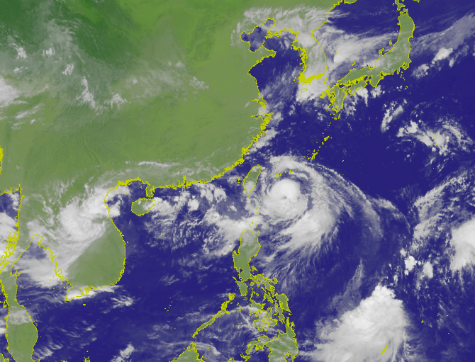 今早受到颱風外圍環流的影響，為西半部部分地區帶來豪、大雨。   圖：中央氣象局/提供