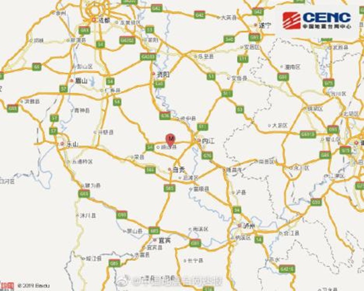 中國四川省清晨接連發生兩起極淺層地震。   圖/中國地震網