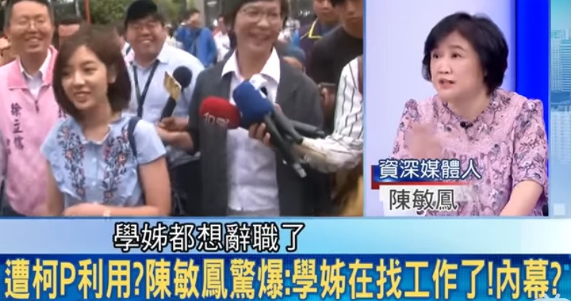 資深媒體人陳敏鳳日前上政論節目驚爆，「學姊」黃瀞瑩想辭職。   圖：翻攝自youtube