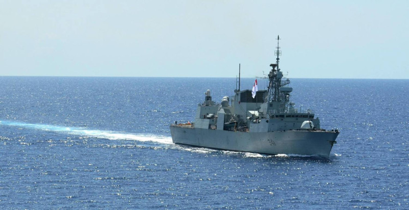 加拿大皇家海軍「渥太華號」(HMCS Ottawa FFH-341)下午通過台灣海峽。   圖：翻攝HMCS Ottawa FFH-341臉書