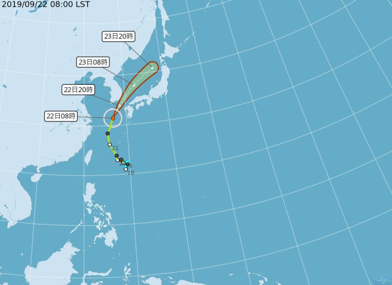 輕颱「塔巴」預計今、明將從日韓之間通過，計畫前往當地的民眾請注意航班資訊。   圖/氣象局