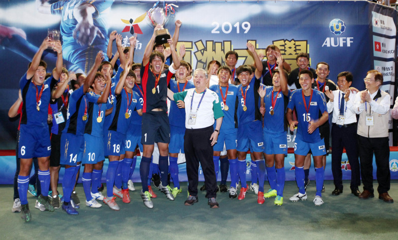 2019亞洲大學足球錦標賽，本屆冠軍日本隊。   圖／大會提供