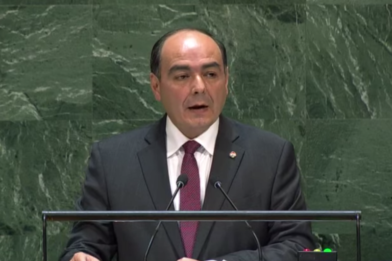 巴拉圭外交部長柏拉修斯（Antonio Rivas Palacios）。   圖：擷自聯合國YouTube頻道