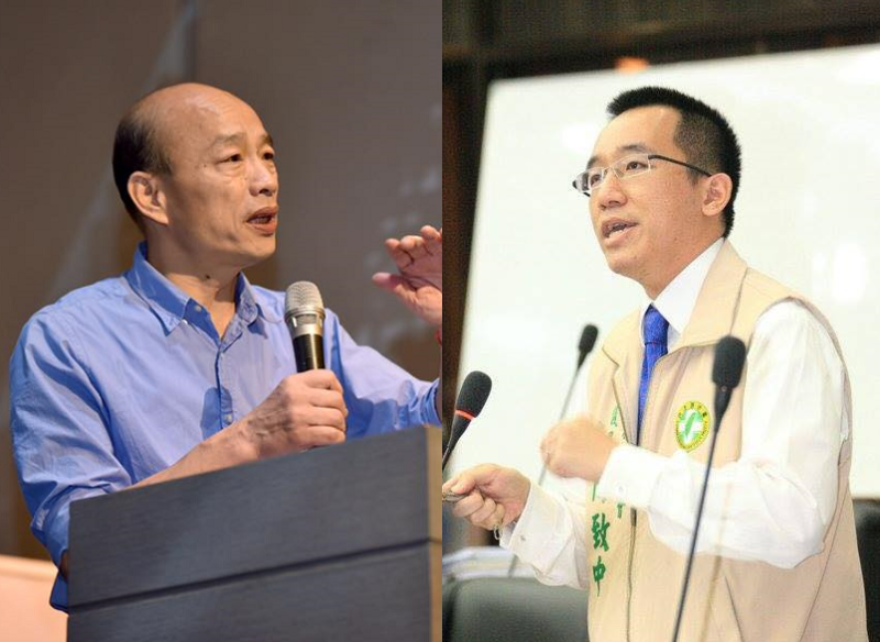 針對高雄市長韓國瑜(左)確定請假一事，高雄市議員陳致中(右)表示，寧可他的預測是錯的。   圖：新頭殼合成