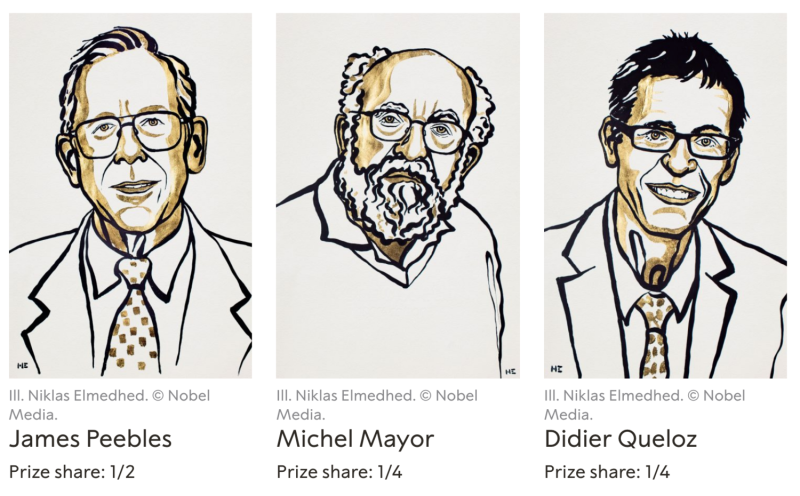 三位物理獎傑出研究者的介紹。   圖：翻攝自諾貝爾官網