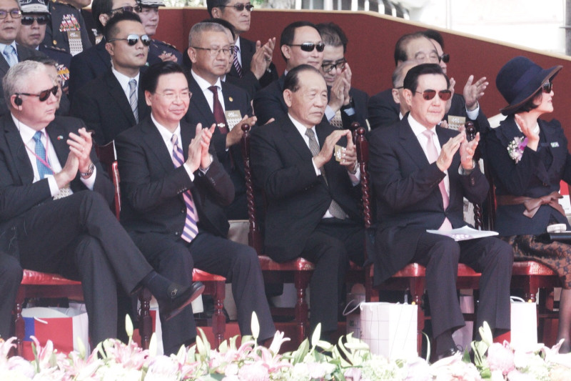 前總統馬英九10日出席國慶慶典。   圖：張良一/攝
