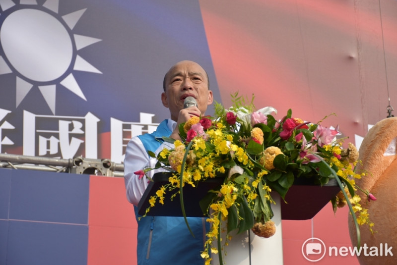 高雄市長韓國瑜表示國慶演說不是與蔡英文互別苗頭。   圖：孫家銘／攝