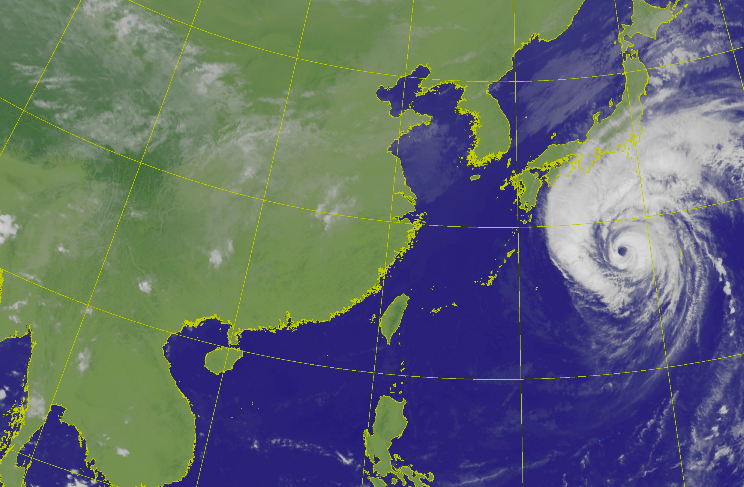 中央氣象局表示，第19號颱風哈吉貝已轉為中颱，今天晚上2時位於台北東方1720公里之海面上，朝日本方向移動   圖：中央氣象局/提供