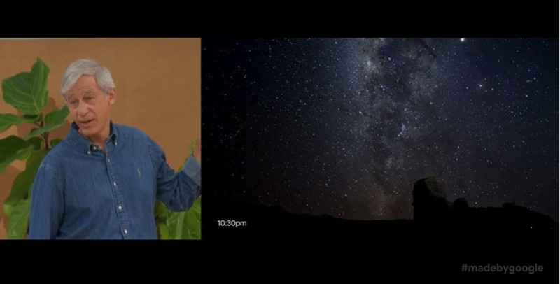 此次Pixel 4系列最大亮點則是強化版的「夜拍模式」，為少數支援「高畫質星空拍攝」的智慧型手機之一。   圖：翻攝自Made by google