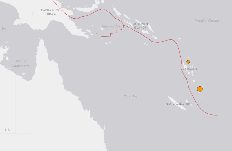 南太平洋島國萬那杜發生地震。   圖 : 翻攝自USGS