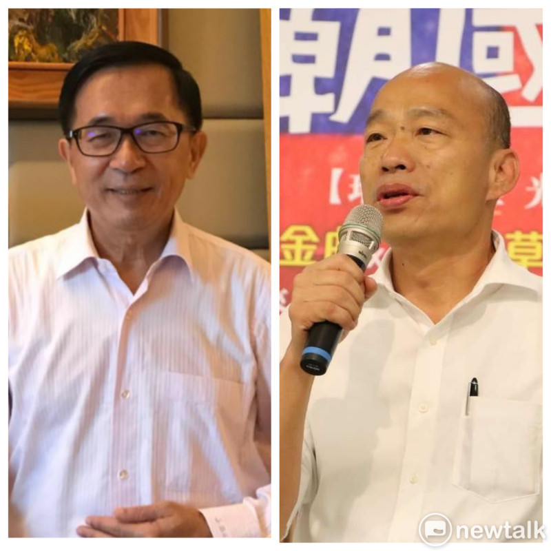 ppt板上近日有網友針對「前總統陳水扁（左）、高雄市長韓國瑜（右）在選舉上誰更強」話題大肆討論。   圖：新頭殼製作
