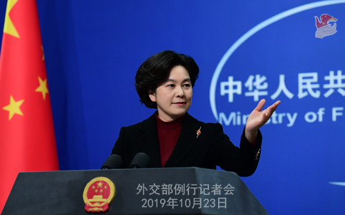 中國大陸外交部發言人華春瑩，23日例行記者會上指控美國把簽證問題「武器化」。   圖：翻攝中國大陸外交部官網