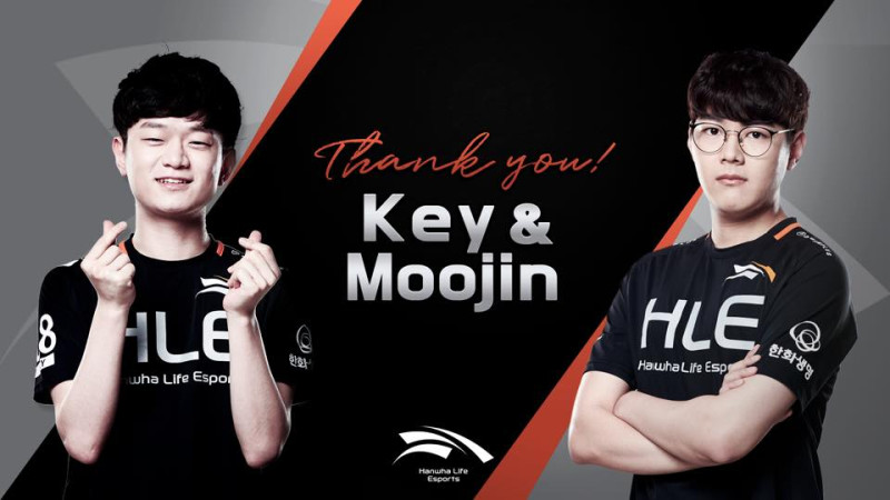 韓國戰隊 Hanwha Life Esports （HLE）宣布與隊內輔助 Key 以及打野 Moojin 兩位選手解約   圖：翻攝自 HLE 官方粉絲專頁