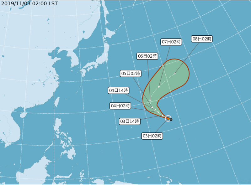 第23號颱風哈隆生成，目前距離鵝鑾鼻東南東方3920公里，對台灣沒有影響。   圖/氣象局