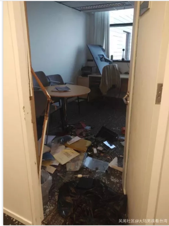 須江的研究室遭到憤怒的學生搗毀。   圖 : 翻攝自微信