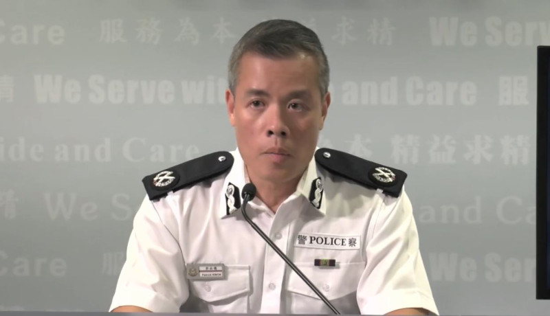 港警港島總區指揮官郭柏聰，針對港警開槍事件召開記者會。   圖：擷取自香港警察 Hong Kong Police FB