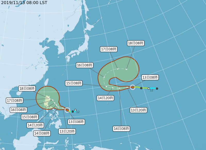 今天早上8時生成今年第26號颱風海鷗，對台灣預計不會有直接影響。   圖：翻攝自中央氣象局網站
