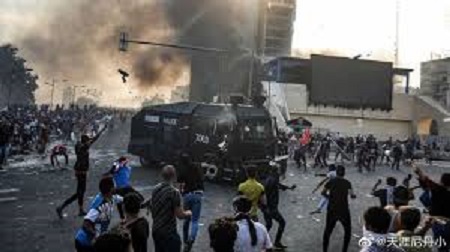 伊拉克自從10月1日示威爆發以來，已有超過330人喪生。   圖 : 翻攝自微博