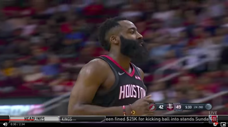 火箭球星James Harden。   圖：擷取自Youtube