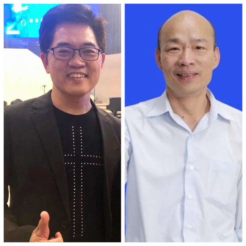 國民黨總統候選人韓國瑜（右）與前台東縣長黃健庭（左）。   圖：新頭殼製作