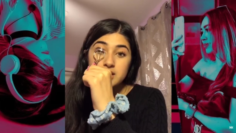 17歲美國少女費羅扎．阿齊茲（Feroza Aziz）利用美妝教學包裝新疆再教育營資訊，引發社群熱烈討論。   圖：翻攝自 Viral Curiosity YouTube 頻道