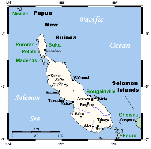 太平洋小島布干維爾（Bougainville）正進行獨立公投，爭取脫離巴布亞紐幾內亞。   圖 : 翻攝自維基百科