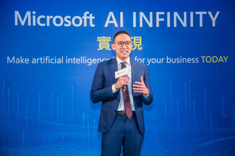 台灣微軟總經理孫基康宣布，微軟先前在台推動的AI 100計畫已經達到目標，因此將計畫升級為AI Infinity，以人才培育、解決方案、產業展示為3大重點方向。   圖：微軟／提供