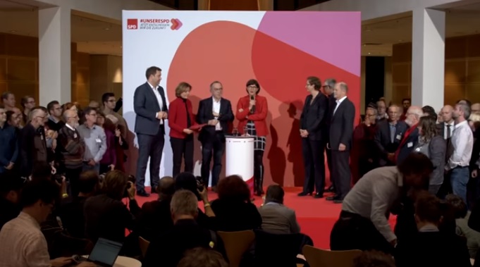 德國副總理蕭茲在社會民主黨（SPD）黨魁選舉中落敗。   圖/翻攝自SPD YouTube 