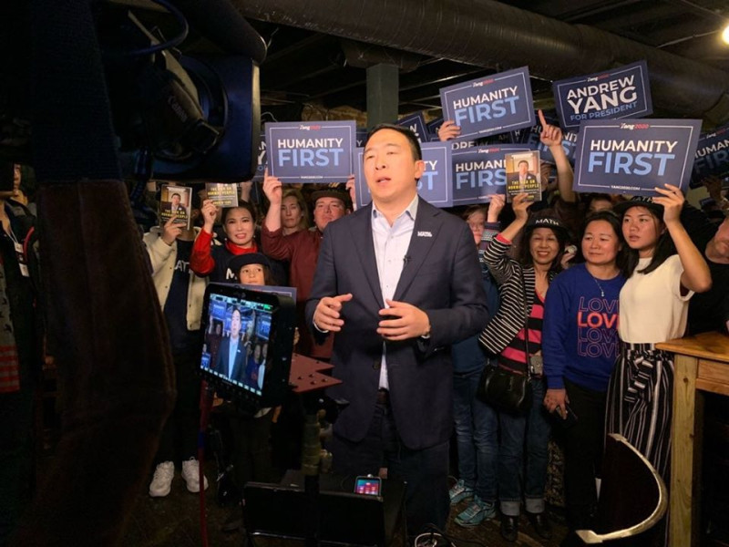 曾在2020年角逐民主黨總統初選的台裔美籍企業家楊安澤，提交文件角逐2021年的紐約市長。   圖：翻攝自楊安澤競選臉書（資料照）