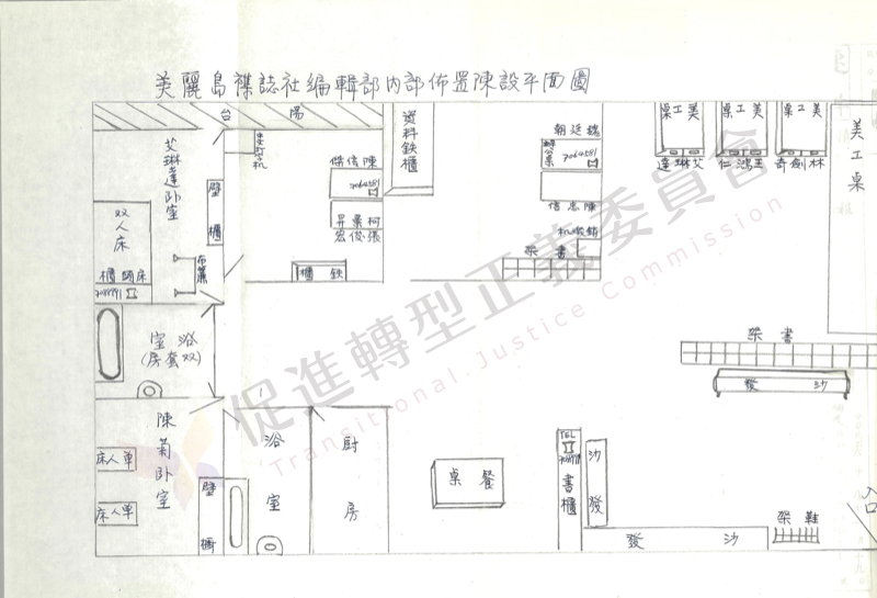 美麗島雜誌社平面圖。   圖：促轉會提供