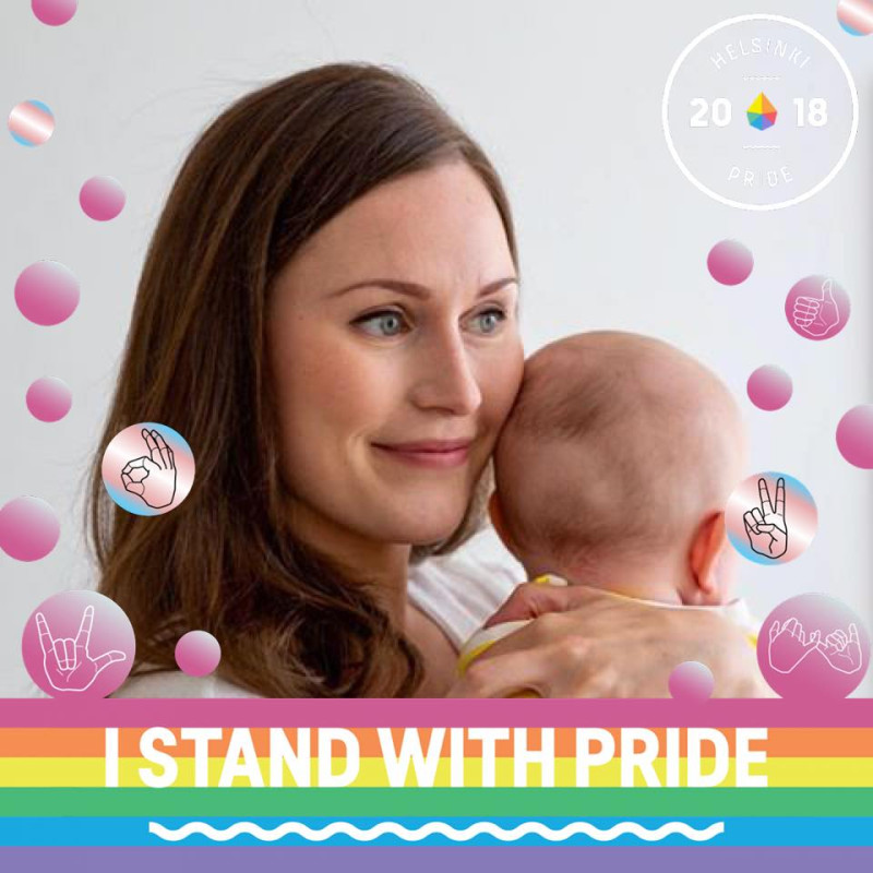 34歲的馬林當選芬蘭總理，成為現任全球最年輕領導人，她也是新手媽媽，在臉書po出彩虹照力挺同志母親。   圖：翻攝自馬林臉書