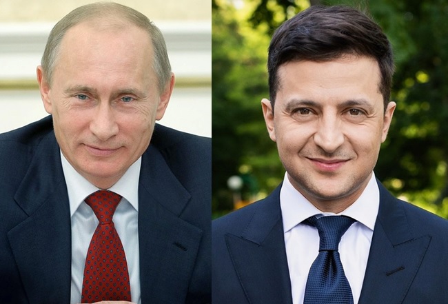 烏克蘭總統澤倫斯基(右)9日將在巴黎與俄羅斯總統普亭舉行會談。   圖：翻攝自普亭、澤倫斯基臉書(新頭殼合成)