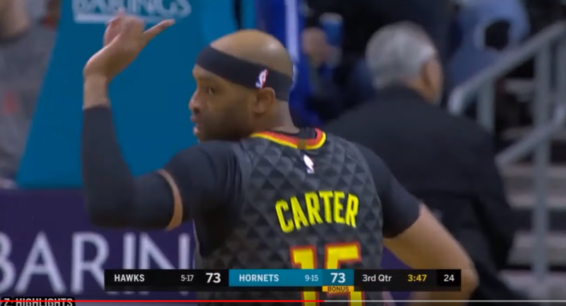 NBA老鷹隊球星Vince Carter。   圖：擷取自Youtube