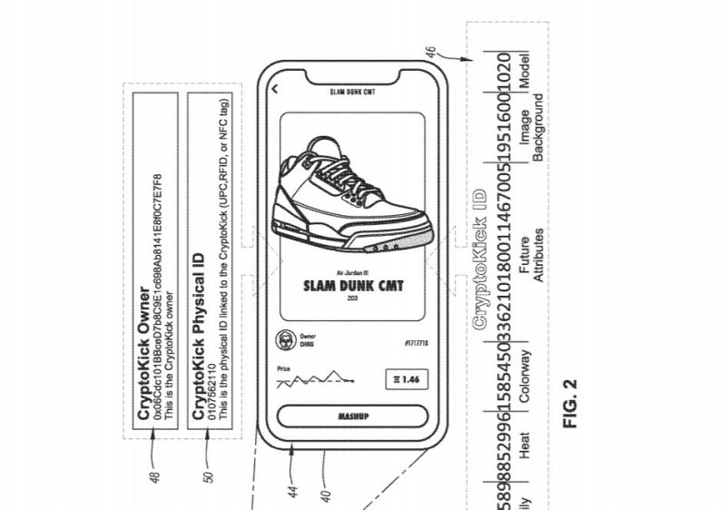 據美國專利及商標局發布的文件，Nike擬運用區塊鏈技術，紀錄產品數位資產。   圖：翻攝自美國專利及商標局 官網