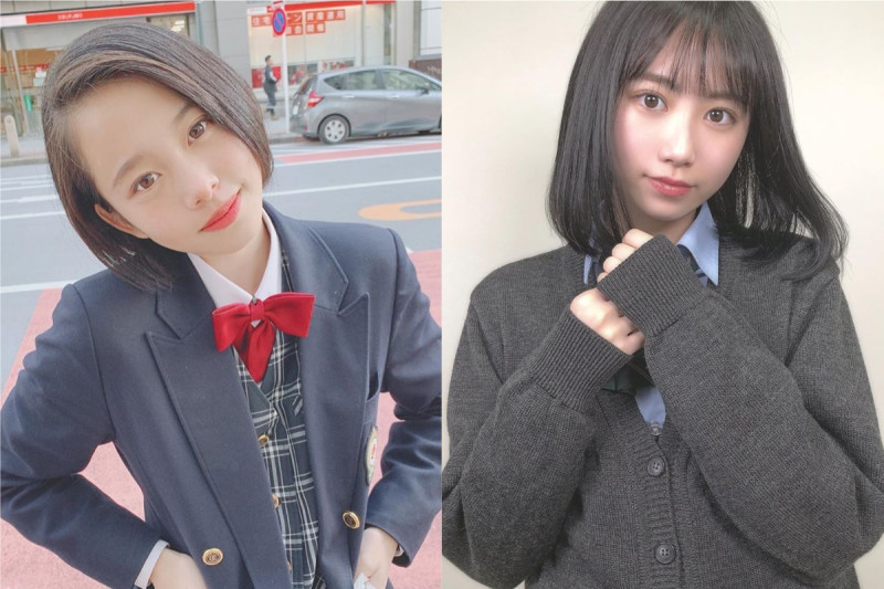 2019 年最可愛女高中生冠軍 A-Yu （左）與亞軍 Yumenon （右）。   合成圖／翻攝自 ayu.3209 、 okamotoyumenon IG