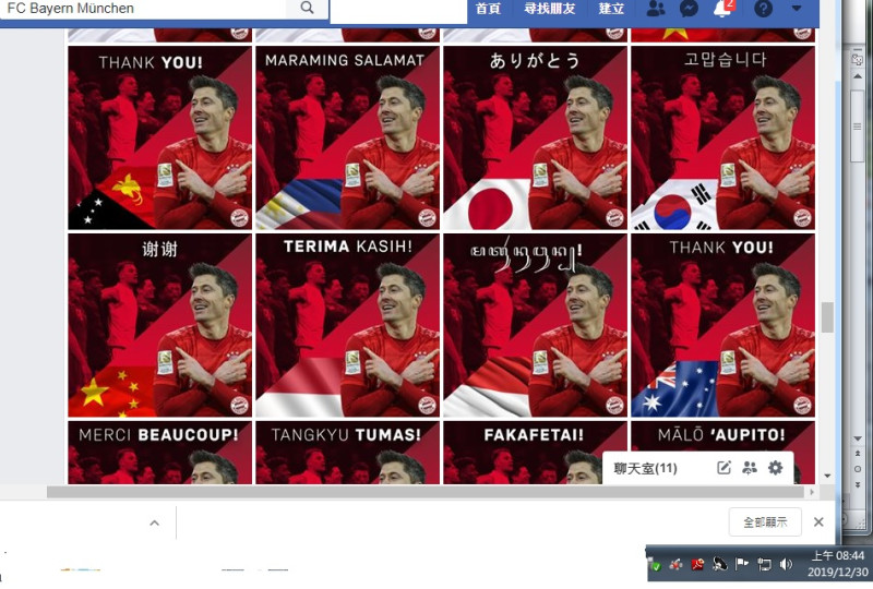網頁重新整理後，30日8時44分德國甲級足球聯賽勁旅拜仁慕尼黑隊臉書已經看不到青天白日旗。   圖：翻攝自德甲拜仁俱樂部臉書