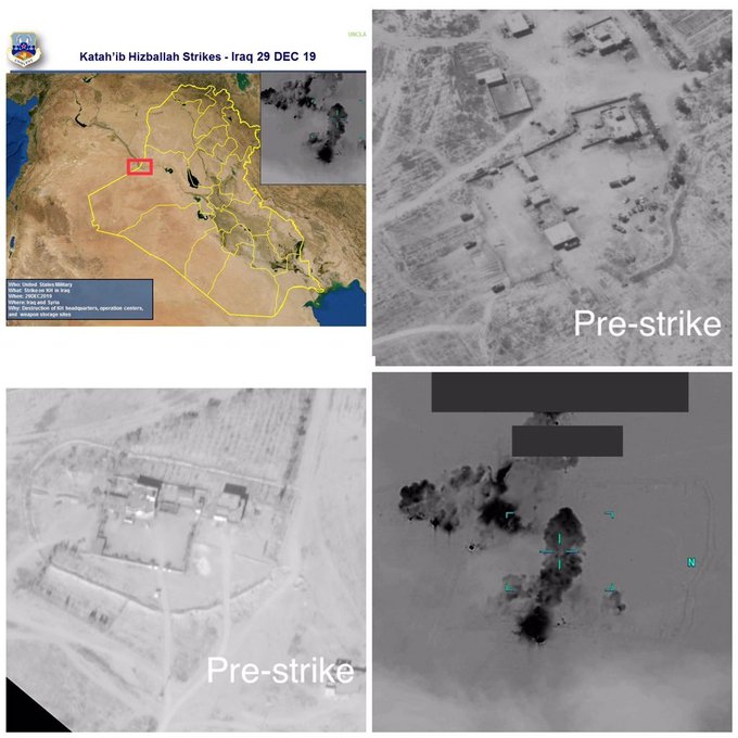 美軍今天稍早派出數架F-15戰機，在伊拉克西部和敘利亞東部擊中5個和「真主黨旅」（Kataib Hezbollah）有關的攻擊目標。   圖 : 翻攝自strategic news1 推特