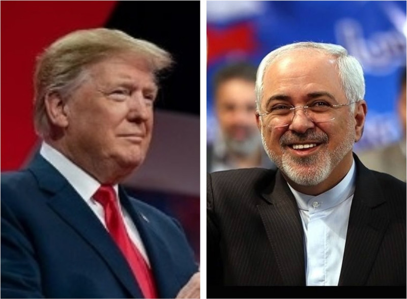 美國總統川普（左）、伊朗外交部長查瑞夫（右）。   圖：新頭殼製作