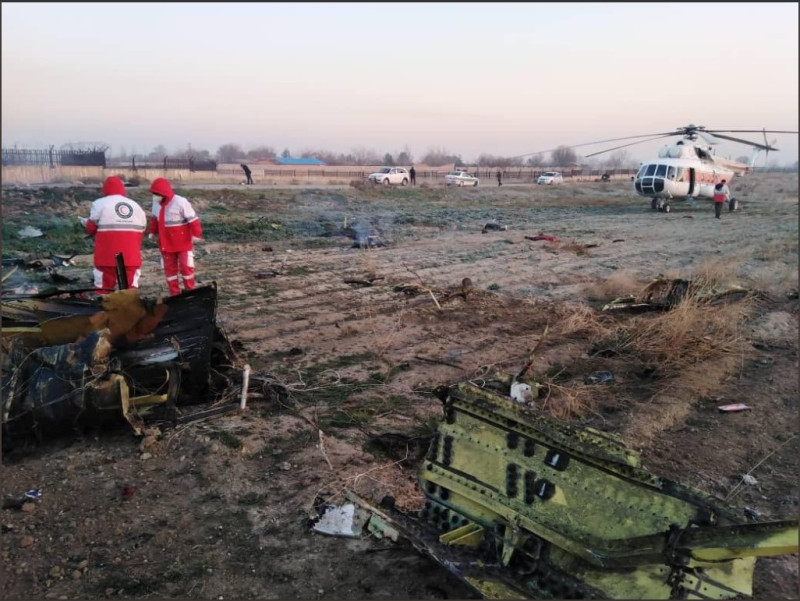 一架載有170人的烏克蘭航空飛機8日從伊朗首都德黑蘭起飛後不久墜毀，機上170人全數罹難。   圖：翻攝自Twitter