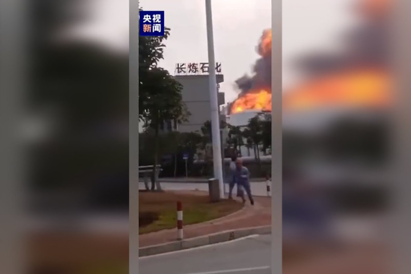 廣東珠海長煉石化工廠今（14）日發生爆炸。   圖：翻攝央視新聞