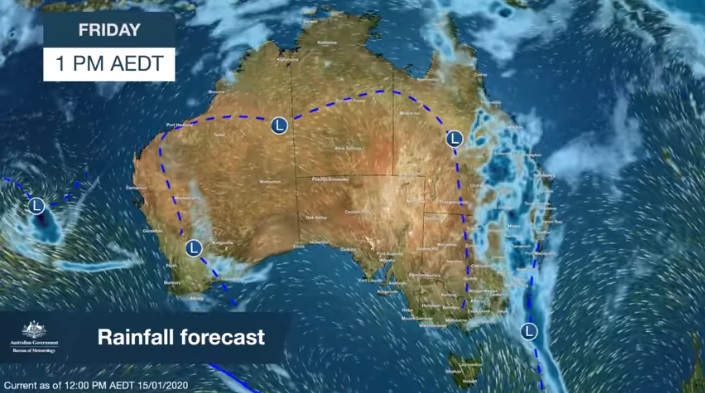澳洲氣象局表示，明後兩天仍有短暫密集的雷雨，但未來幾個星期又將重現炎熱天氣。   圖：翻攝Bureau of Meteorology臉書