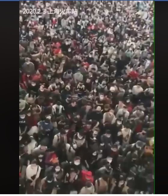 立委王定宇在臉書分享台幹的影片，上海火車站交通大亂，從疫區逃離的人去向不明，真的是公衛防疫的煉獄。   圖：翻攝自王定宇臉書