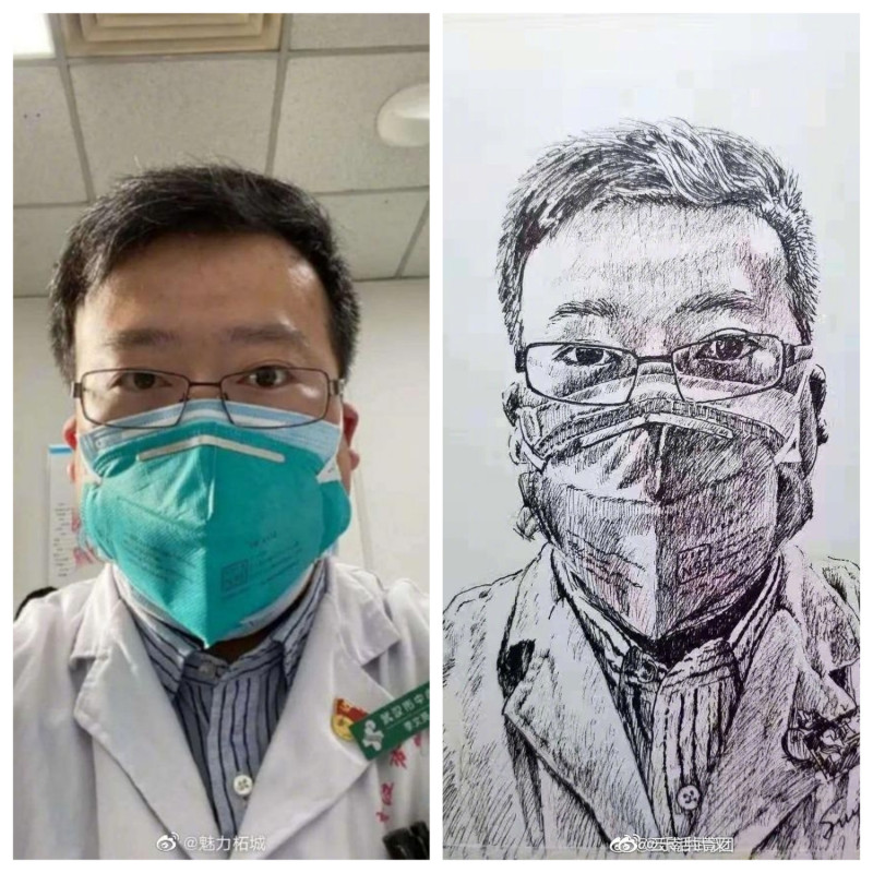武漢中心醫院醫師李文亮，被視為揭發武漢肺炎疫情的「吹哨人」。   圖：翻攝自微博（資料照）