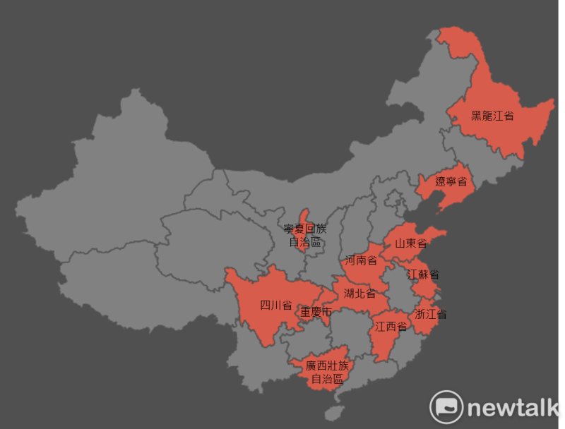 中國55封城地區。   圖：新頭殼製圖
