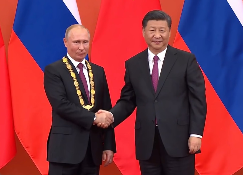 中國領導人習近平（右）、俄羅斯總統普京（左）。   圖：翻攝自youtube