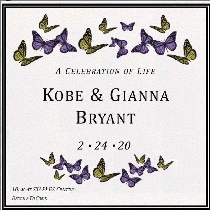 Kobe的妻子Vanessa Bryant今日透露，Kobe和Gianna的追思會將在24日上午10時於洛杉磯市中心的史泰博中心體育館舉行。   圖：翻攝自Vanessa Bryant的 IG