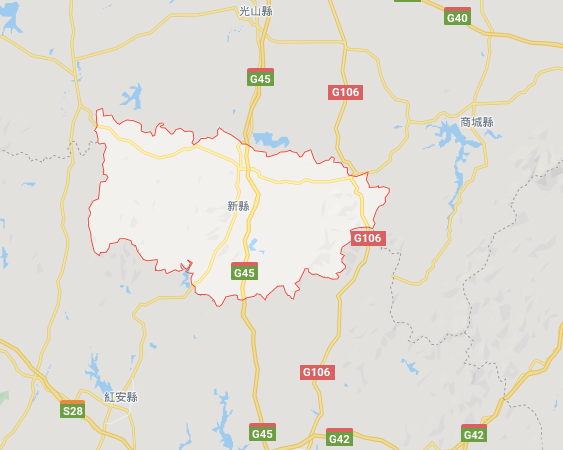 河南省新縣表示，若有湖北省(武漢市)居住、旅行、接觸史的民眾，居家隔離時間期滿14天的，一律再延長7天。   圖：翻攝自Google地圖